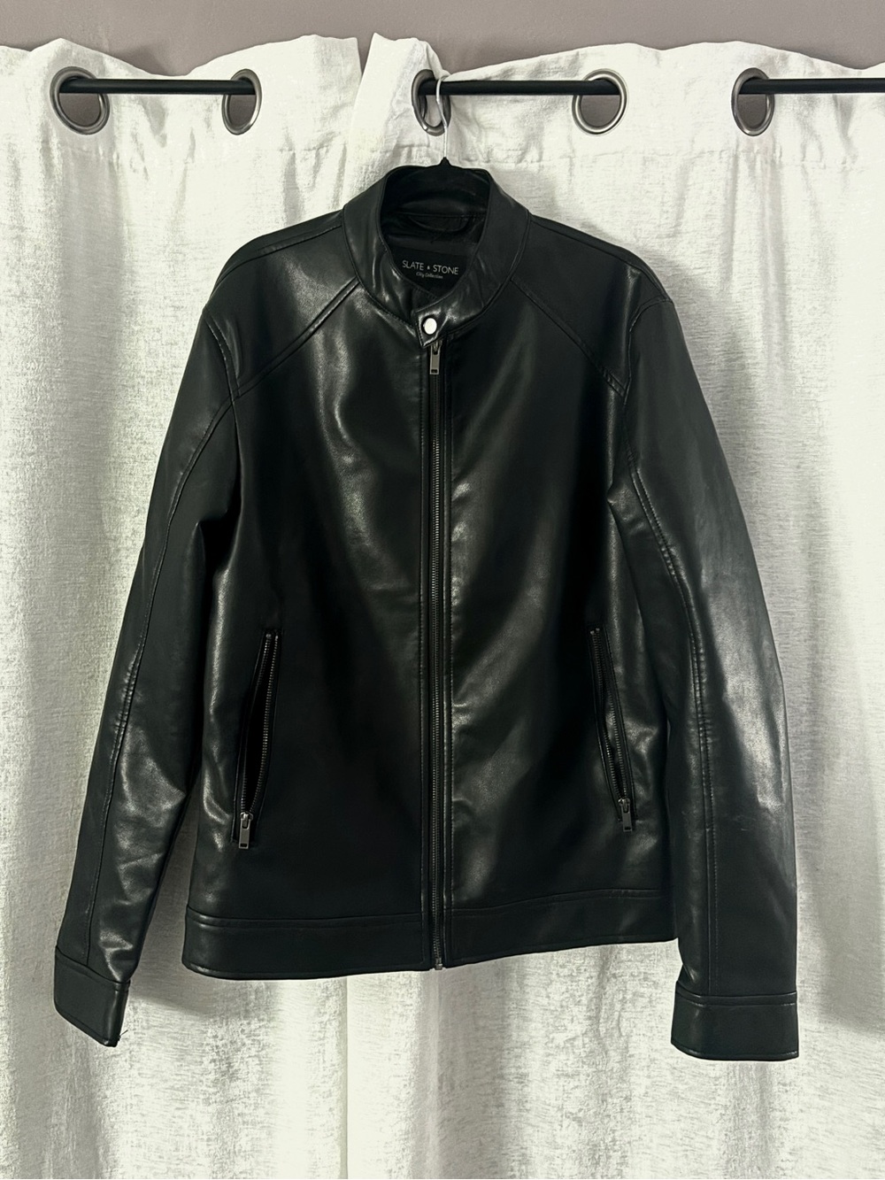 Slate & Stone Black Leather Zip-Front Jacket